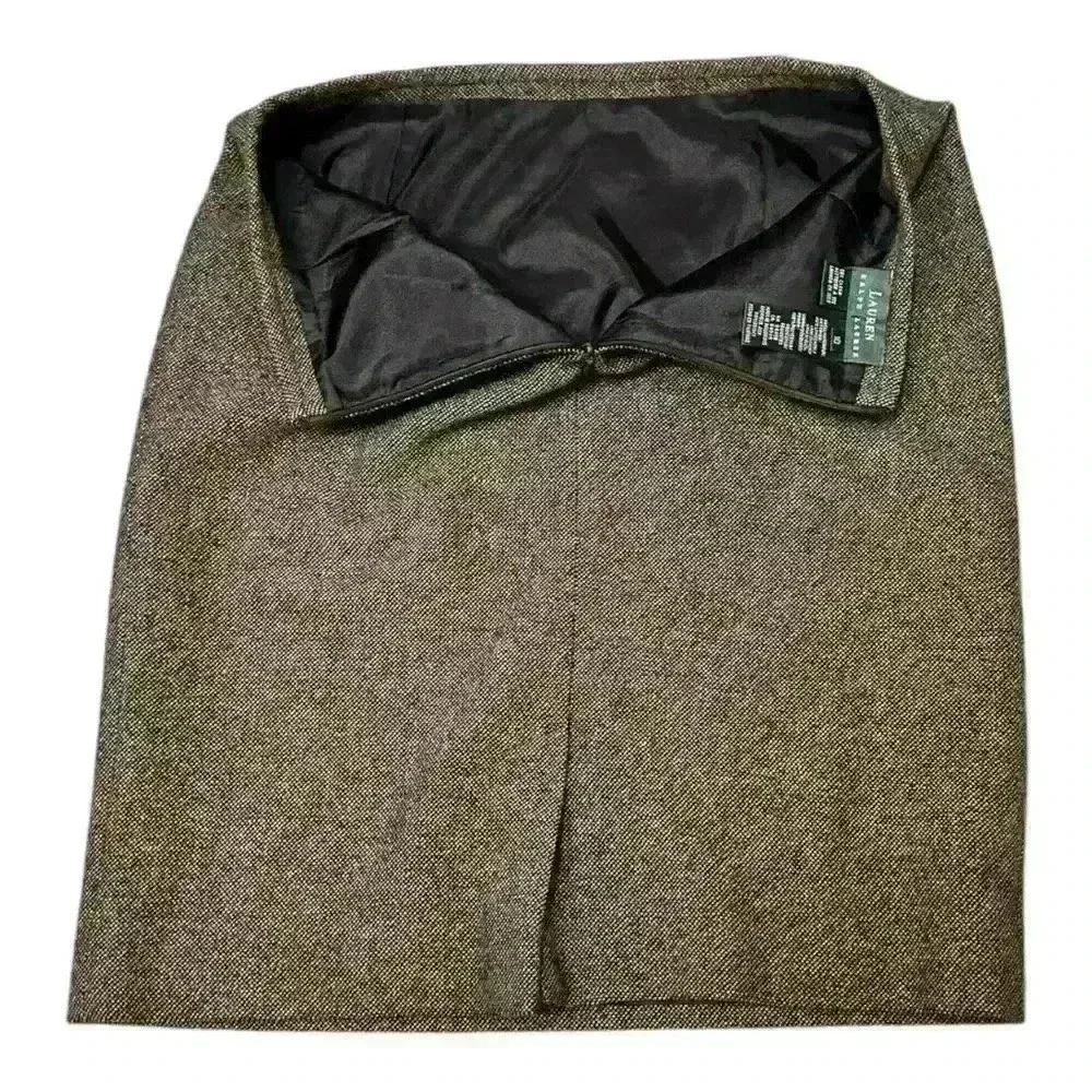 Lauren Ralph Lauren 100% Wool Black and Tan Pencil Skirt, size 10